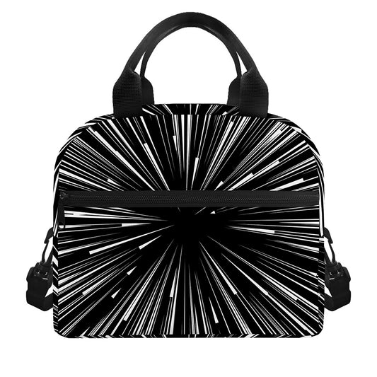 Black And White Hyperspace Print Insulated Lunch Bag