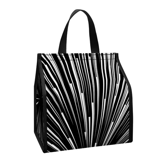 Black And White Hyperspace Print Insulated Lunch Tote