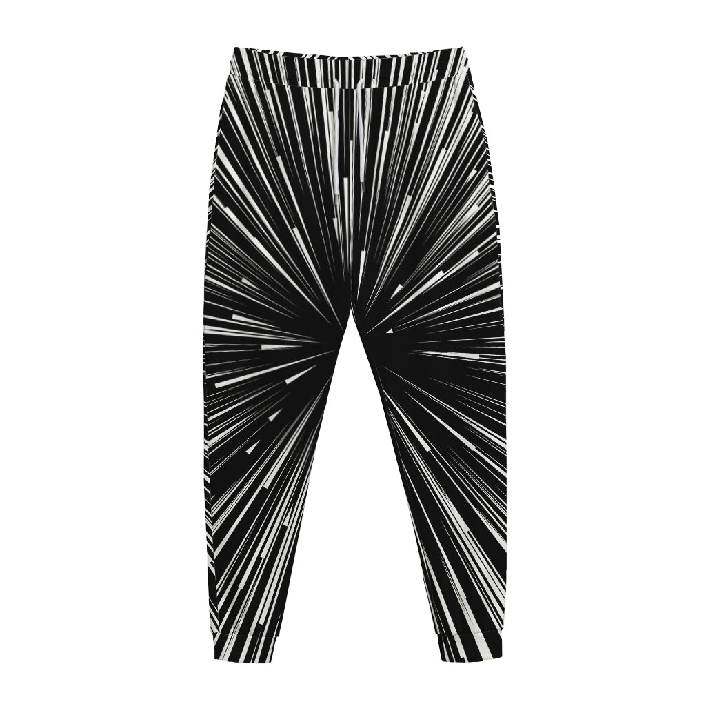 Black And White Hyperspace Print Jogger Pants