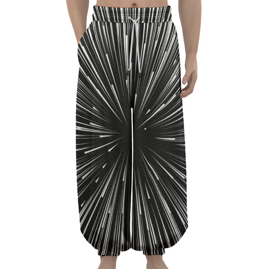 Black And White Hyperspace Print Lantern Pants