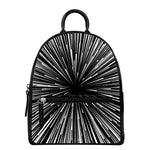 Black And White Hyperspace Print Leather Backpack