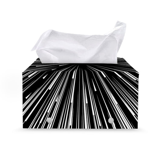Black And White Hyperspace Print Leather Tissue Box Cover
