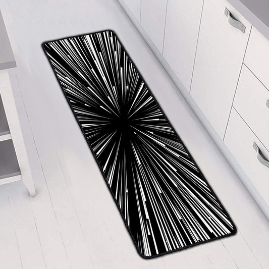 Black And White Hyperspace Print Long Kitchen Mat