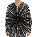 Black And White Hyperspace Print Long Sleeve Baseball Jersey