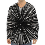 Black And White Hyperspace Print Long Sleeve Baseball Jersey
