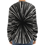 Black And White Hyperspace Print Long Sleeve Baseball Jersey