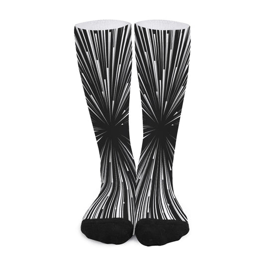Black And White Hyperspace Print Long Socks