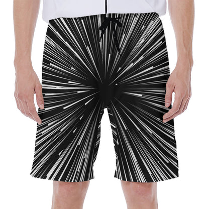 Black And White Hyperspace Print Men's Beach Shorts