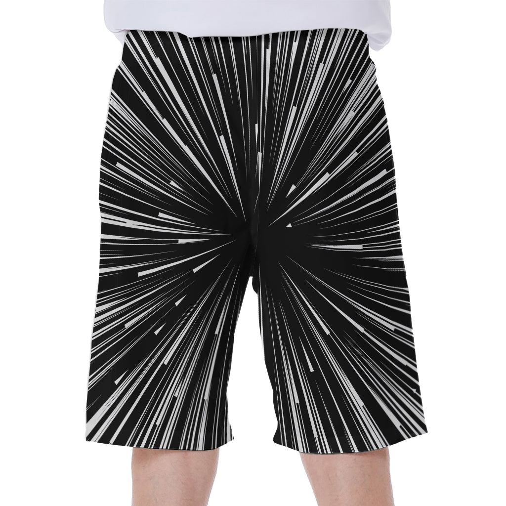 Black And White Hyperspace Print Men's Beach Shorts