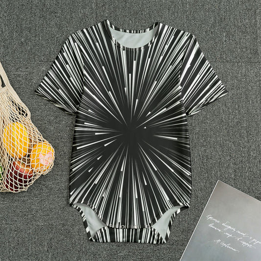 Black And White Hyperspace Print Men's Bodysuit