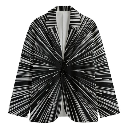 Black And White Hyperspace Print Men's Cotton Blazer