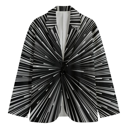 Black And White Hyperspace Print Men's Cotton Blazer