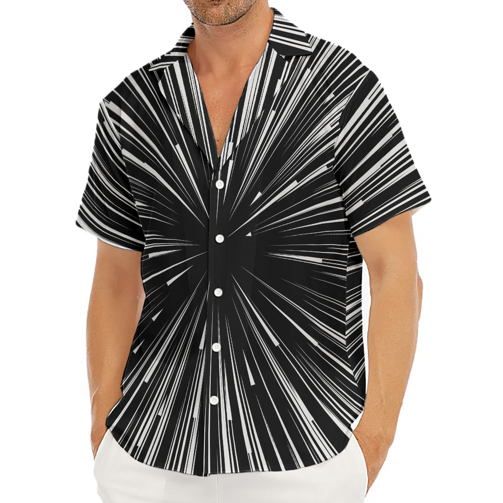 Black And White Hyperspace Print Men's Deep V-Neck Shirt