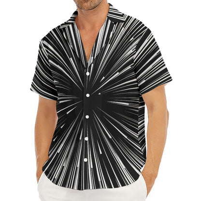 Black And White Hyperspace Print Men's Deep V-Neck Shirt