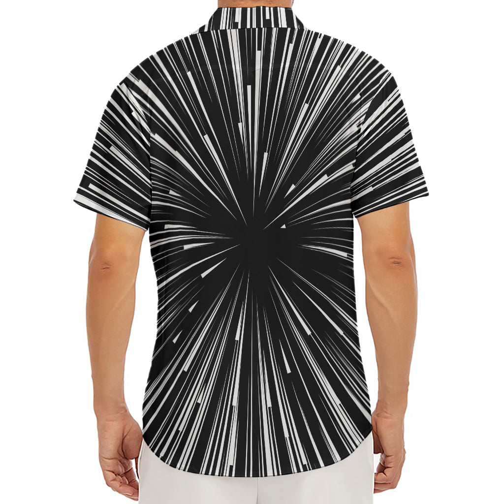 Black And White Hyperspace Print Men's Deep V-Neck Shirt