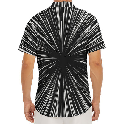 Black And White Hyperspace Print Men's Deep V-Neck Shirt