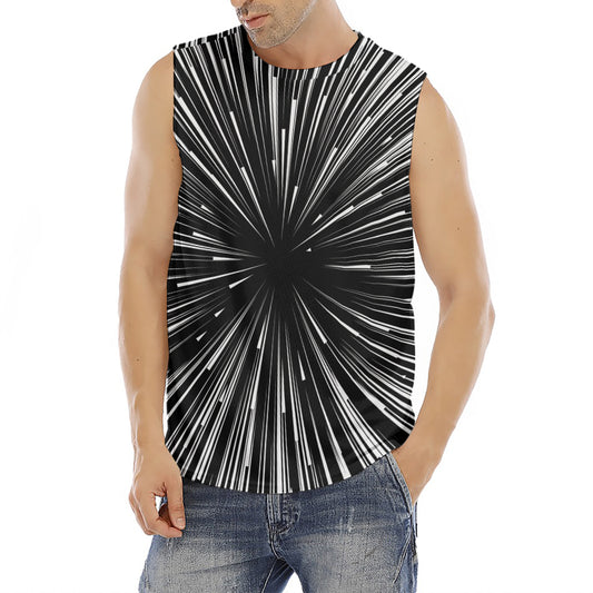 Black And White Hyperspace Print Men's Fitness Tank Top