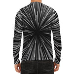 Black And White Hyperspace Print Men's Long Sleeve Rash Guard
