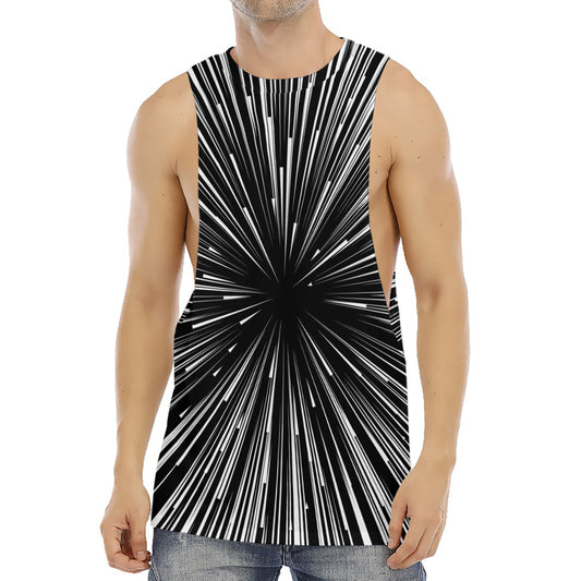 Black And White Hyperspace Print Men's Muscle Tank Top