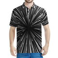 Black And White Hyperspace Print Men's Polo Shirt