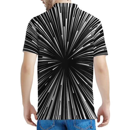Black And White Hyperspace Print Men's Polo Shirt