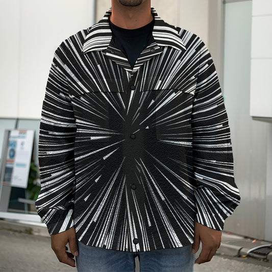 Black And White Hyperspace Print Men's Shirt Jacket