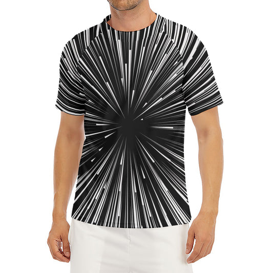 Black And White Hyperspace Print Men's Short Sleeve Rash Guard