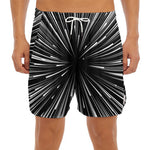 Black And White Hyperspace Print Men's Split Running Shorts