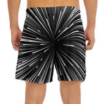 Black And White Hyperspace Print Men's Split Running Shorts
