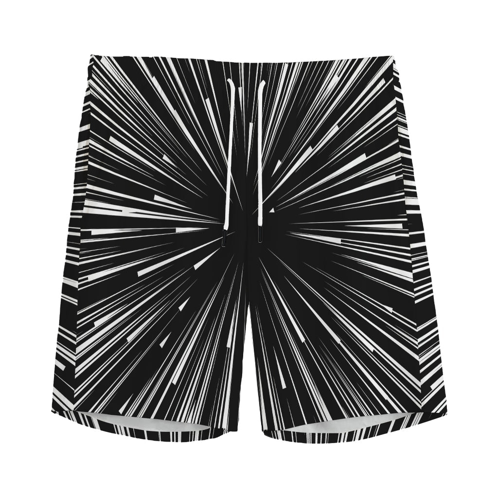 Black And White Hyperspace Print Men's Sports Shorts