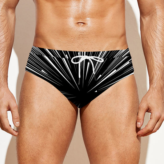 Black And White Hyperspace Print Men's Swim Briefs