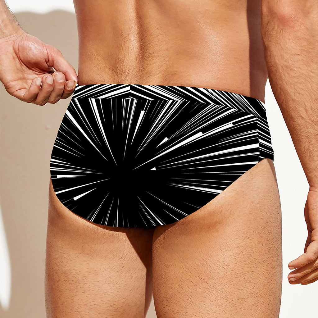 Black And White Hyperspace Print Men's Swim Briefs