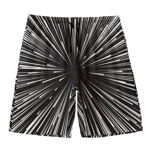 Black And White Hyperspace Print Men's Swim Trunks