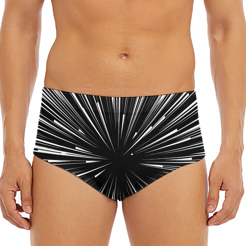 Black And White Hyperspace Print Men's Triangle Swim Briefs