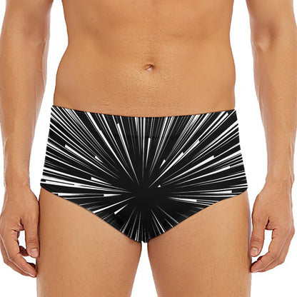 Black And White Hyperspace Print Men's Triangle Swim Briefs