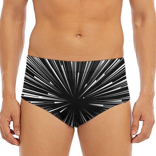 Black And White Hyperspace Print Men's Triangle Swim Briefs