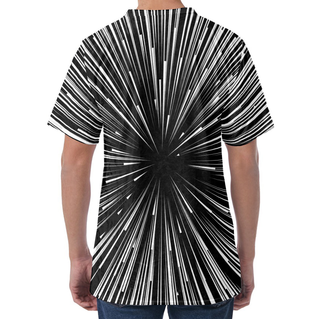 Black And White Hyperspace Print Men's Velvet T-Shirt