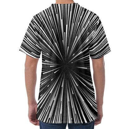 Black And White Hyperspace Print Men's Velvet T-Shirt