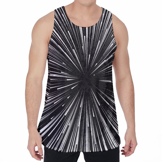 Black And White Hyperspace Print Men's Velvet Tank Top