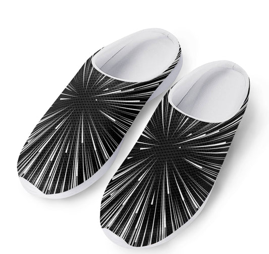 Black And White Hyperspace Print Mesh Casual Shoes
