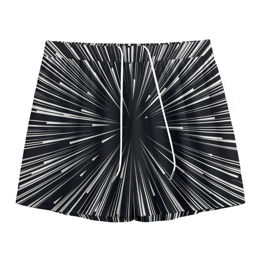 Black And White Hyperspace Print Mesh Shorts