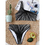 Black And White Hyperspace Print One Shoulder Bikini Top