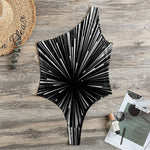 Black And White Hyperspace Print One Shoulder Bodysuit