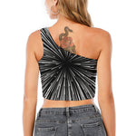 Black And White Hyperspace Print One Shoulder Crop Top