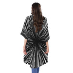 Black And White Hyperspace Print Open Front Beach Cover Up