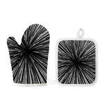 Black And White Hyperspace Print Oven Mitt And Pot Holder Set
