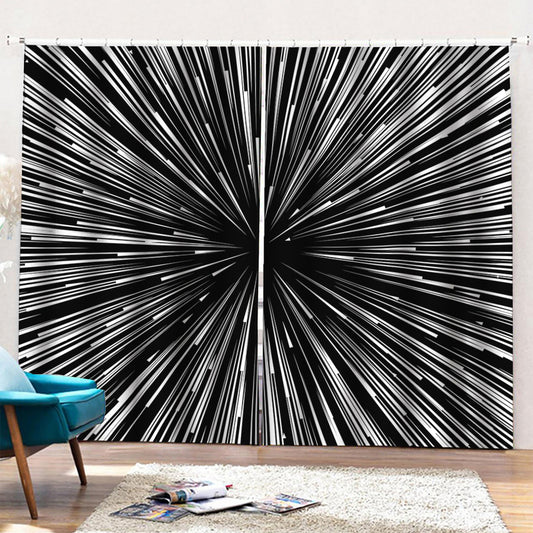 Black And White Hyperspace Print Pencil Pleat Curtains