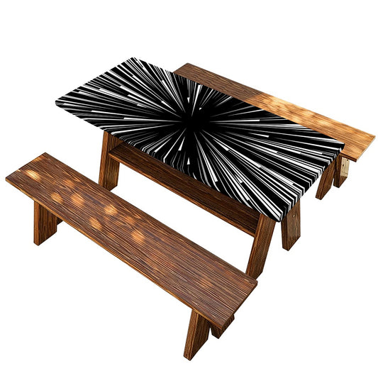 Black And White Hyperspace Print Picnic Table Cover