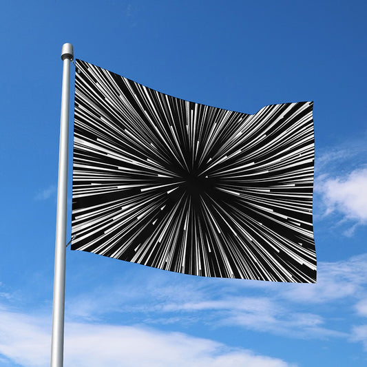 Black And White Hyperspace Print Polyester Flag