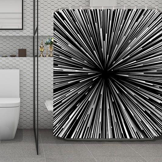 Black And White Hyperspace Print Polyester Shower Curtain